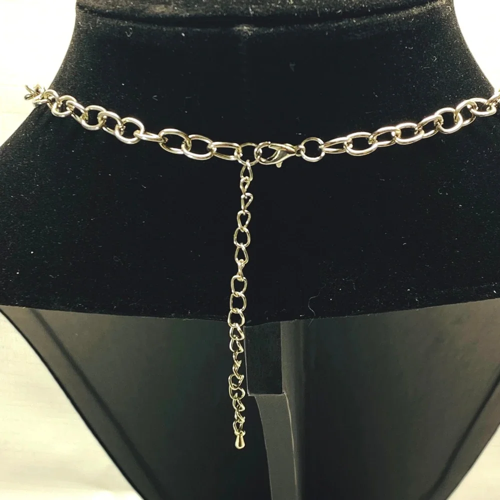 Unique Beaded Gemstone‎ Necklace Silver Tone Chain Lobster Clasp Extender